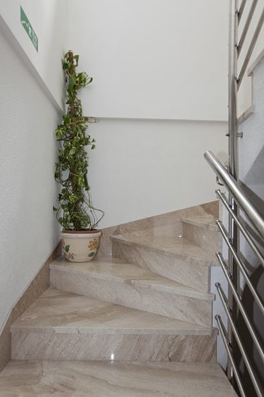 detail from interior: stairs, natural stone