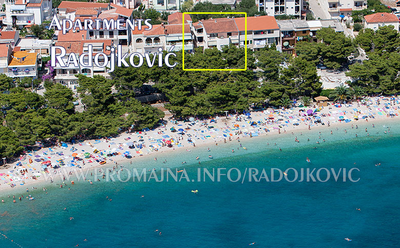 Apartments Radojković, Promajna - house aerial position